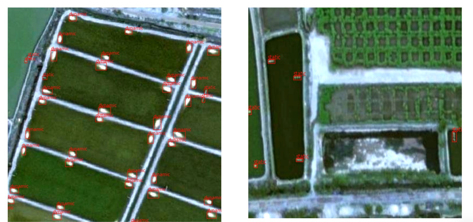 Model predictions showing detected aerators with on and off states