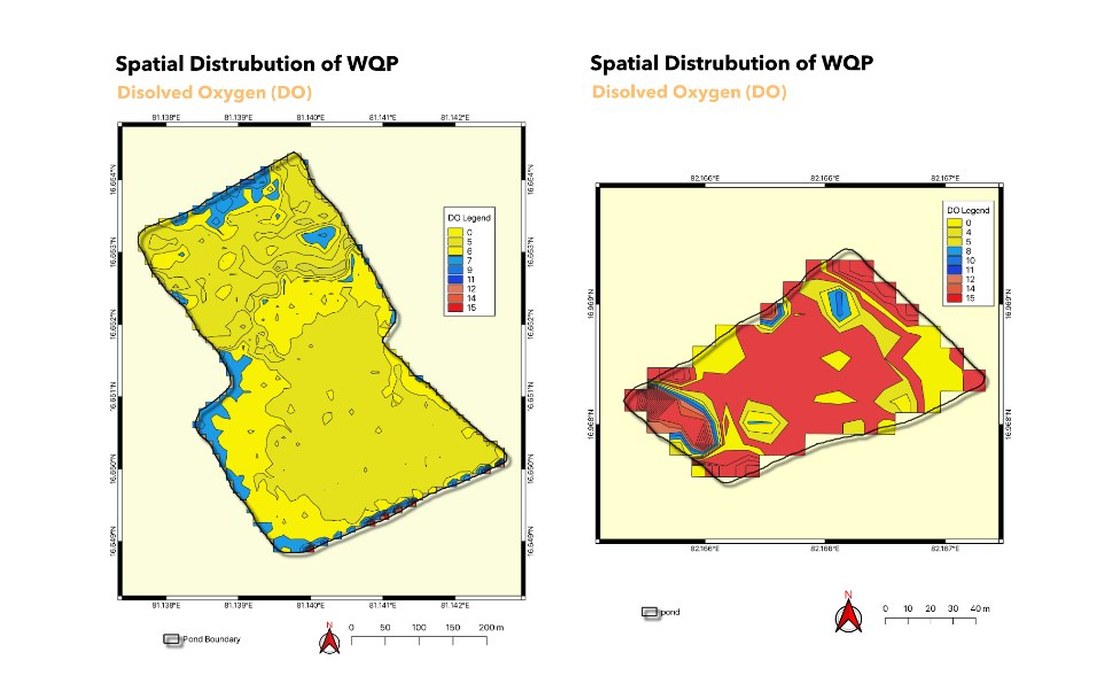 Sample water quality map outputs predicted across a pond scene